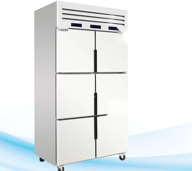 Six-door multi-temperature commercial refrigeration cabinet