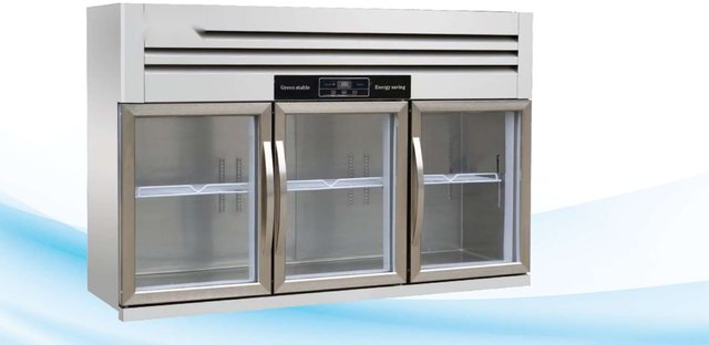 Wall-mounted sliding glass refrigerated cabinet