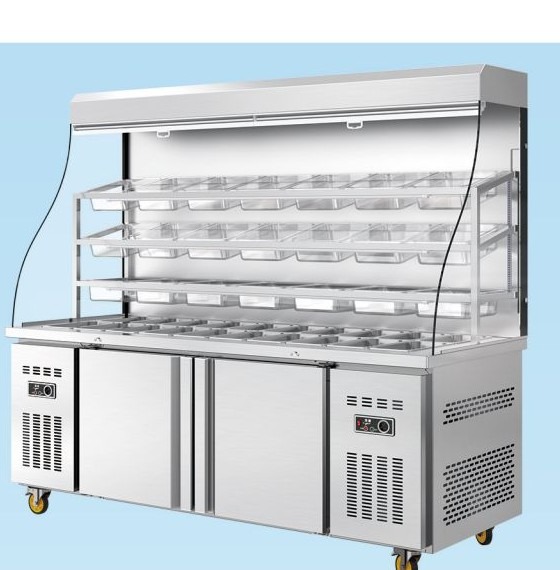 Malatang ingredient display cabinet with shelving